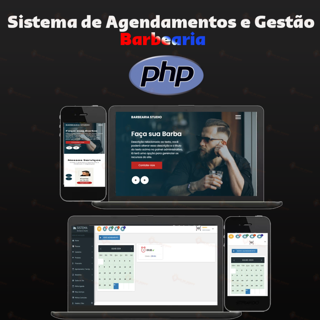 Sistema de Agendamento e Gestão para Barbearias PHP Completo